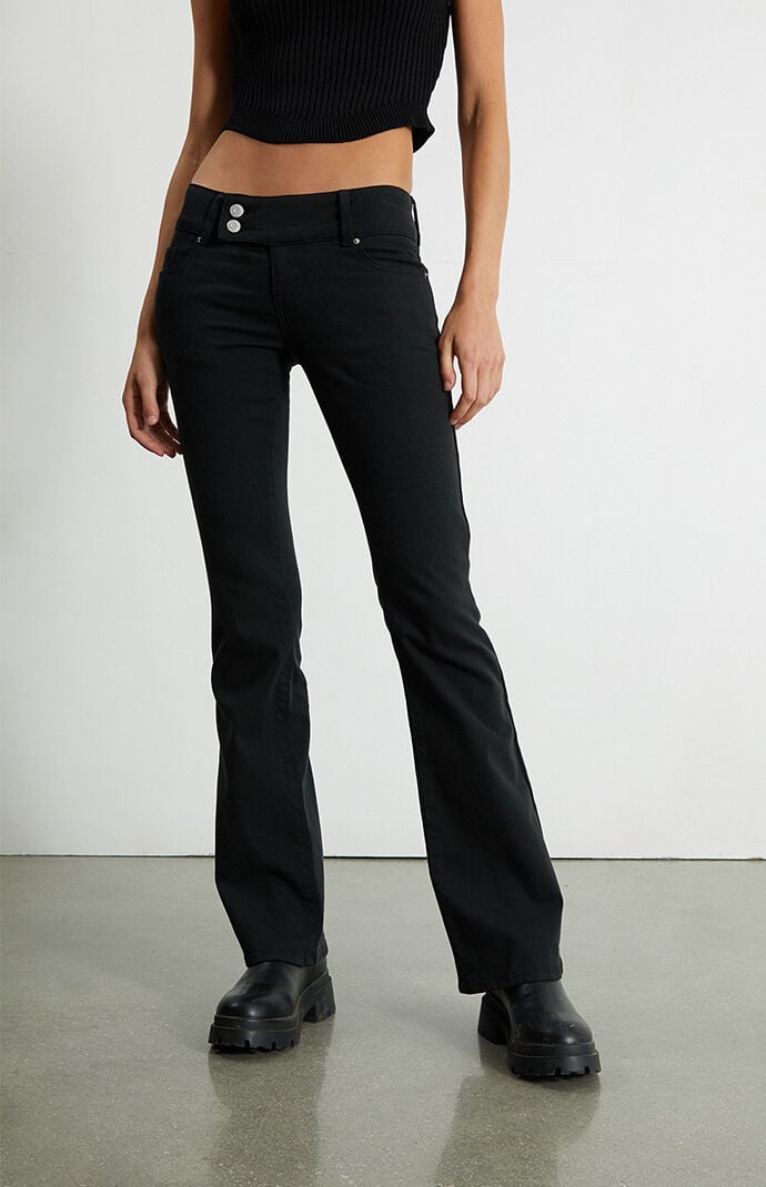PacSun Black Button Tab Low Rise Bootcut Jeans PacSun