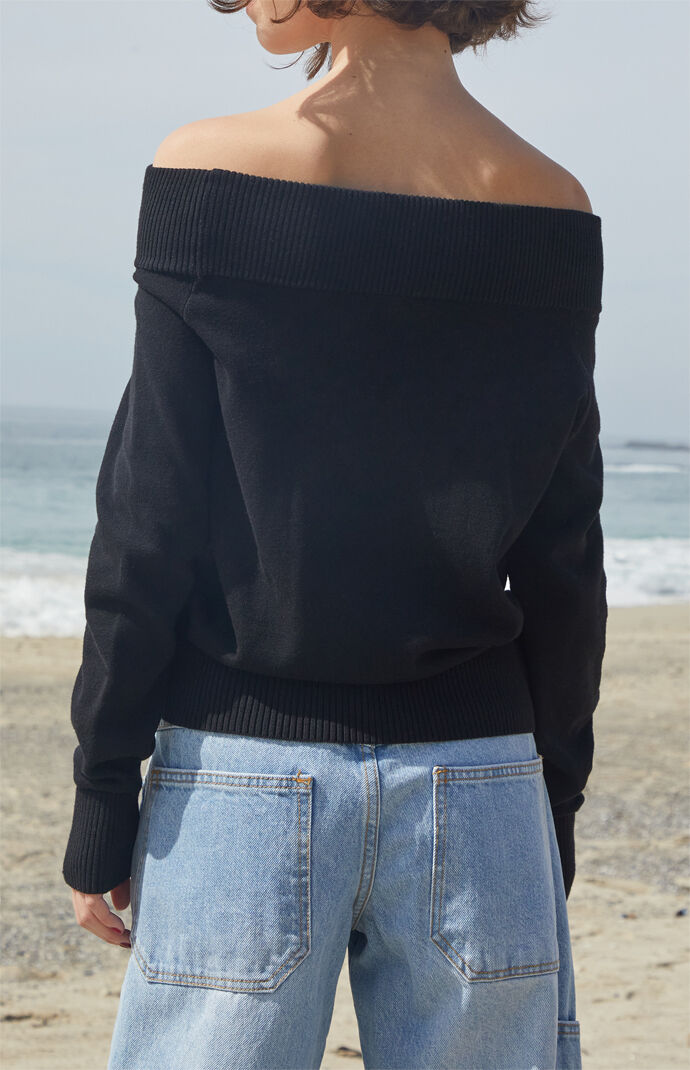 John Galt Black Renata Off-The-Shoulder Sweater