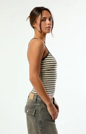 Elle Easy V-Neck Striped Tank Top image number 3