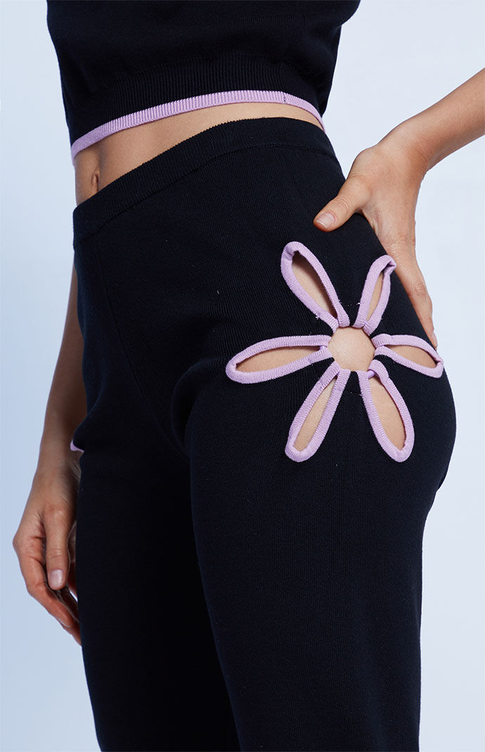 Another Girl Organic Flower Cut-Out Knit Trousers | PacSun