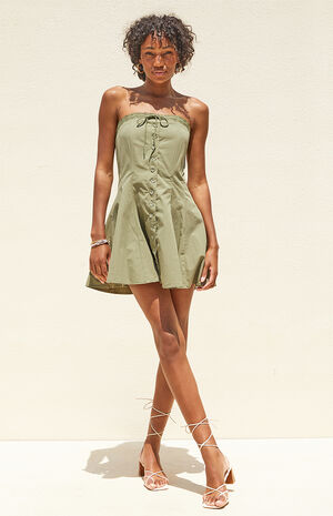 Strapless Button Front Mini Dress image number 1