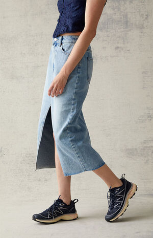 Light Blue Denim Midi Skirt image number 3