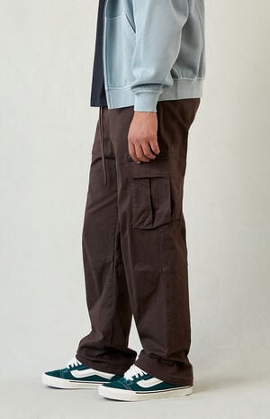 Stretch Brody Brown Cotton Cargo Baggy Pants image number 2