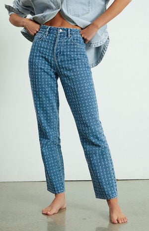 Medium Blue Distressed Dad Jeans image number 2