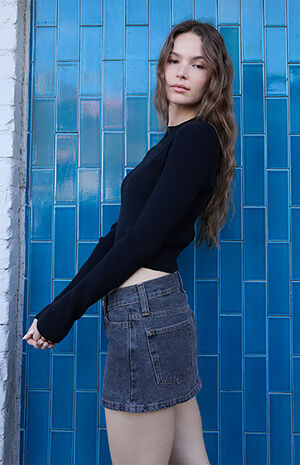 Gray Malia Denim Mini Skirt image number 3