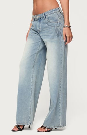 Celia Grommet Washed Low Rise Jeans image number 2