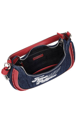 Red Wing Motif Denim Hobo Bag image number 6