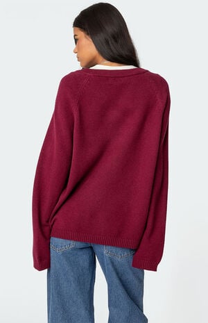Martha Oversized V Neck Sweater image number 4