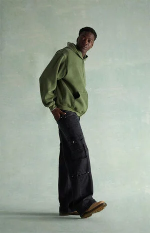 Black Washed Cargo Extreme Baggy Jeans image number 1