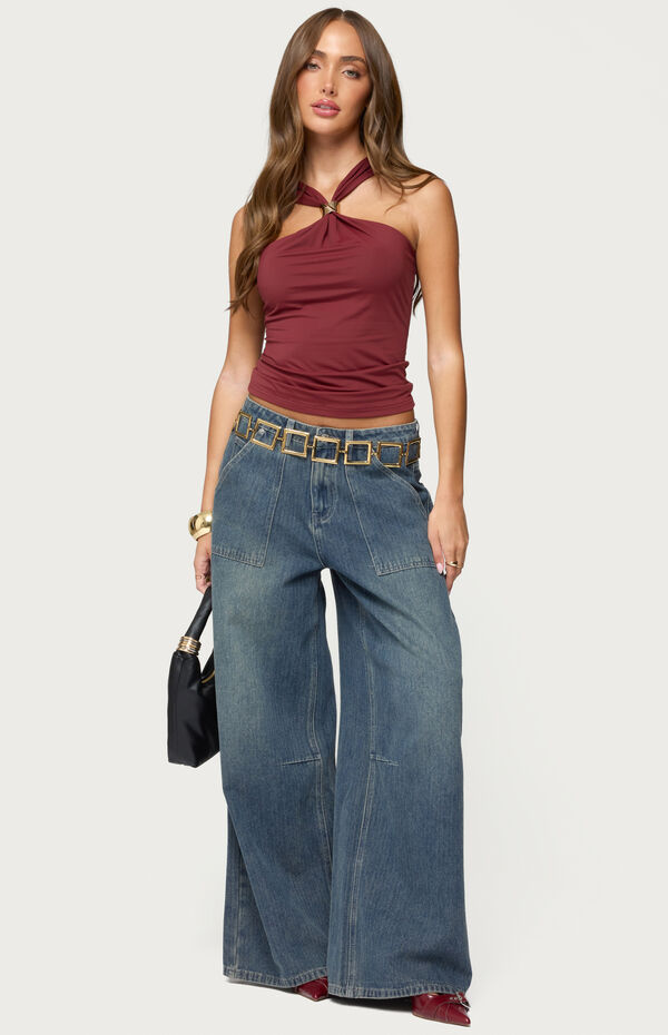 Edikted Cielle Wide Strap Gathered Top