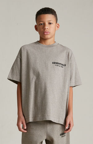 Kids Heather Grey Crew Neck T-Shirt image number 2