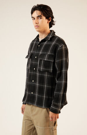 Black Tweed Plaid Overshirt image number 2