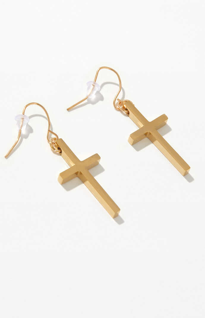 Gold Cross Earrings