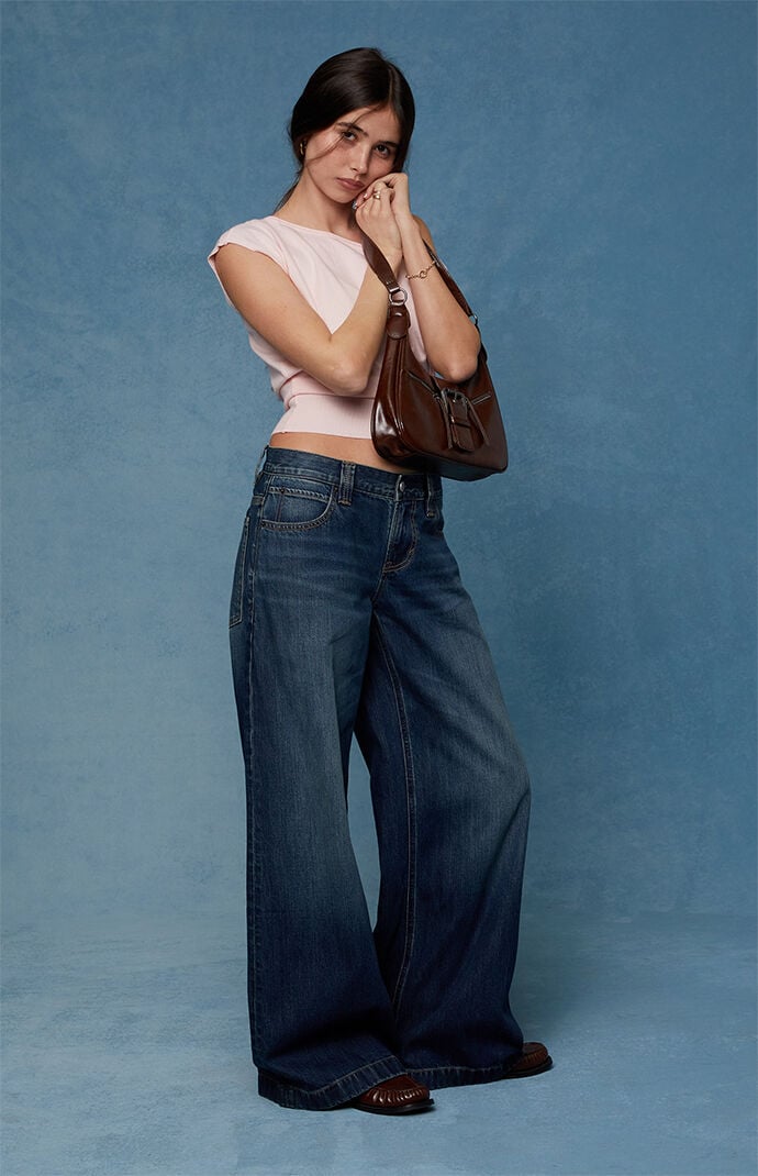 Pacsun Sloane Low Rise Ultra Baggy Jeans Dark Blue