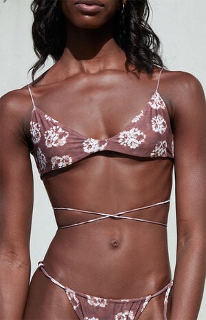 Brown & White Ines Bralette Bikini Top image number 2
