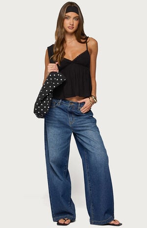 Belen Polka Dot Lacey Babydoll Top image number 5