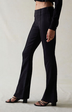 Stretch Black Low Rise Flare Pants image number 3