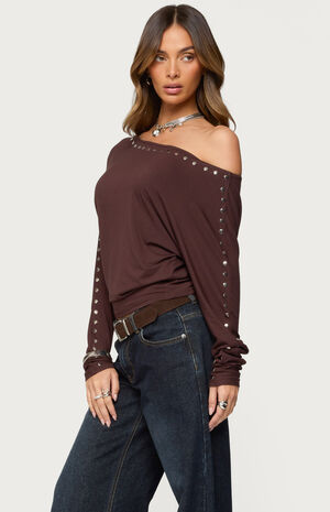 Paola Off Shoulder Stud Top image number 2