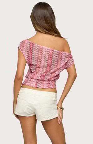 Taniya Off Shoulder Zigzag Knit Top image number 3