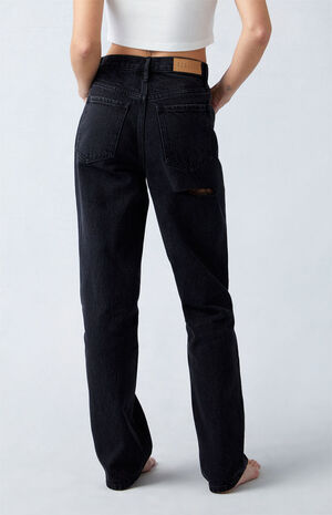 Eco Black Butt Slit Dad Jeans image number 5