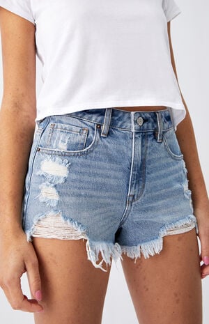 Lido Blue High Waisted Denim Festival Shorts image number 2