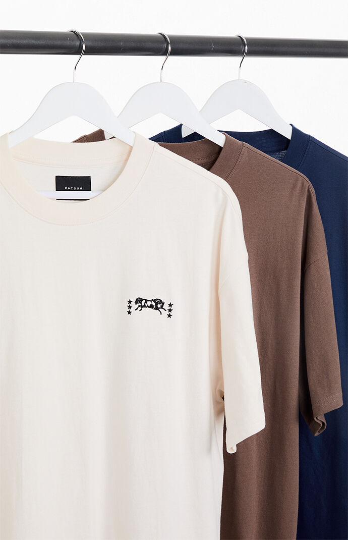 Pacsun 3 Pack Solid Embroidered T-Shirts