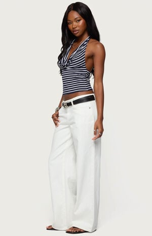 Striped Cowl Neck Halter Top image number 4