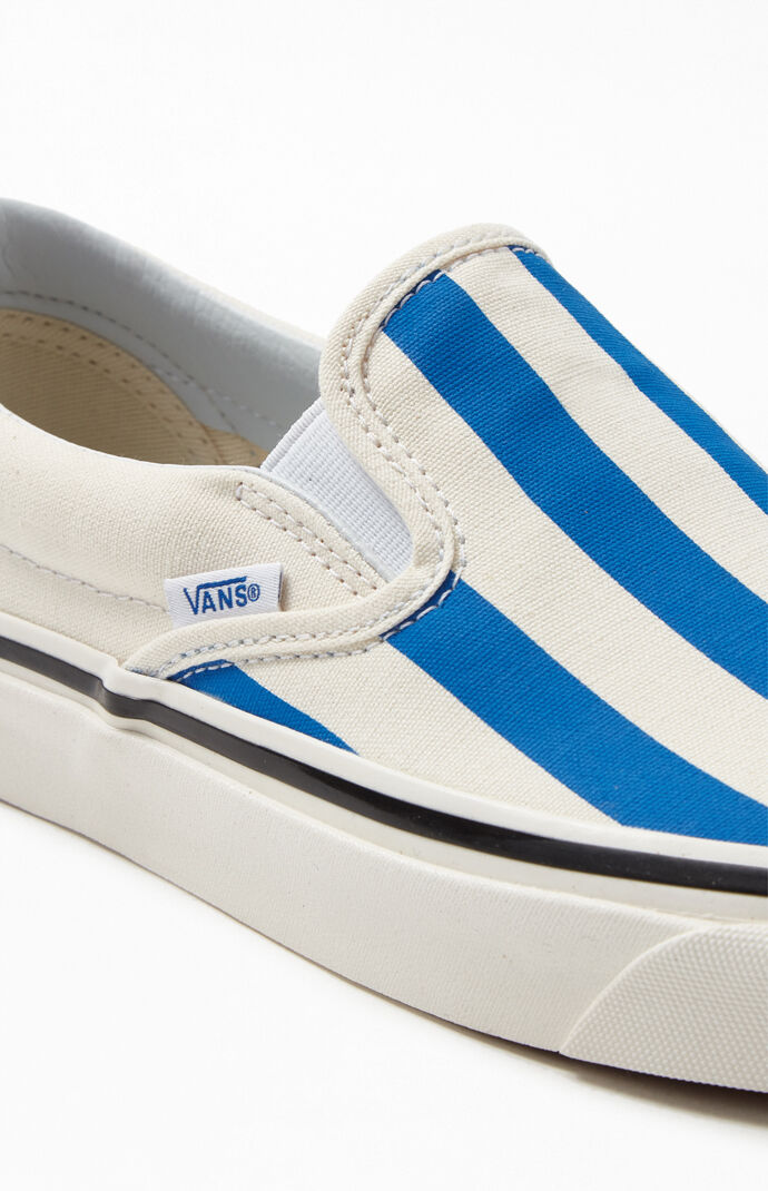 Vans White and Blue Striped Anaheim Factory Slip-On 98 DX Shoes | PacSun