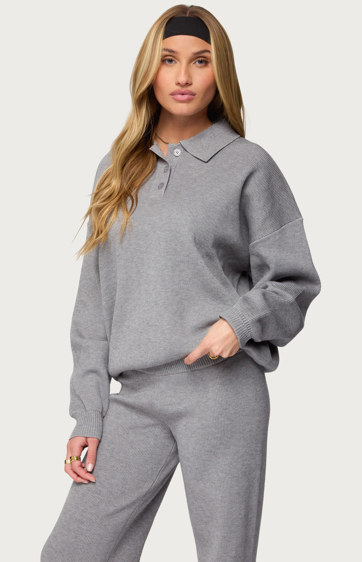 Edikted Lorie Oversized Knit Polo Sweater