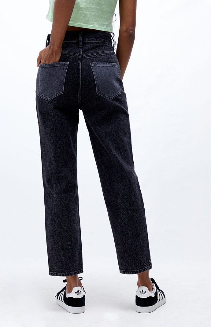 Two-Tone Black High Waisted Straight Leg Jeans