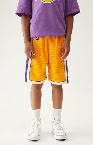 Youth Boys and Girls White Los Angeles Lakers Hardwood Classics Swingman  Shorts