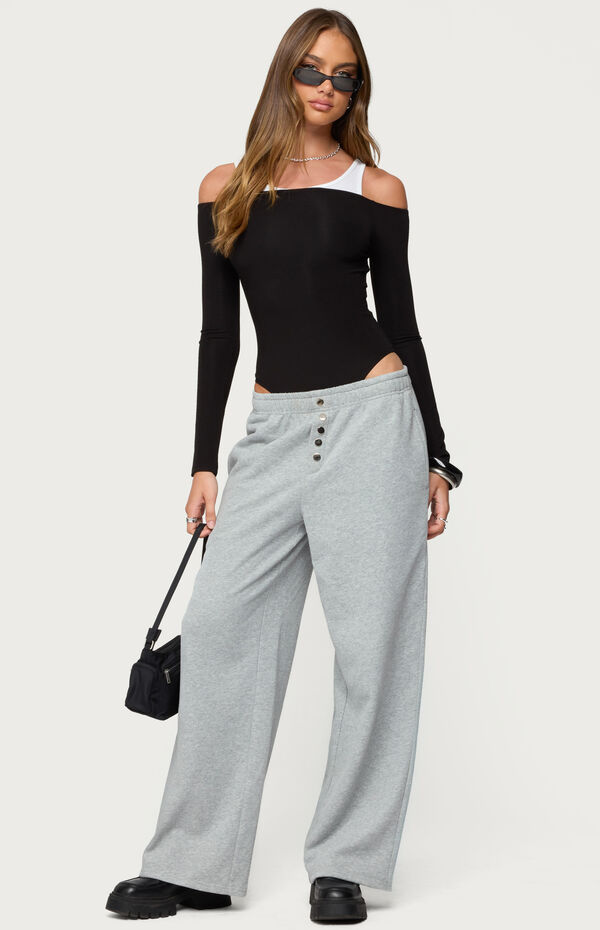 Edikted Layered Ribbed Off Shoulder Bodysuit