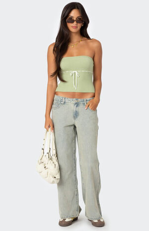 Petite Magda Low Rise Acid Wash Jeans image number 2