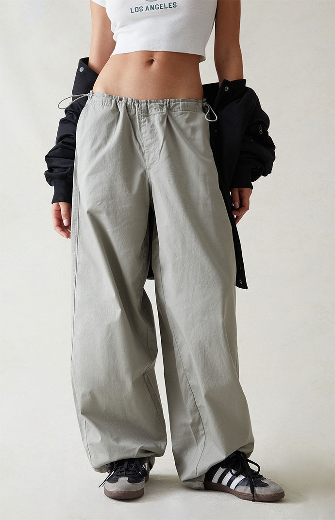 Dark Gray Low Rise Parachute Pants