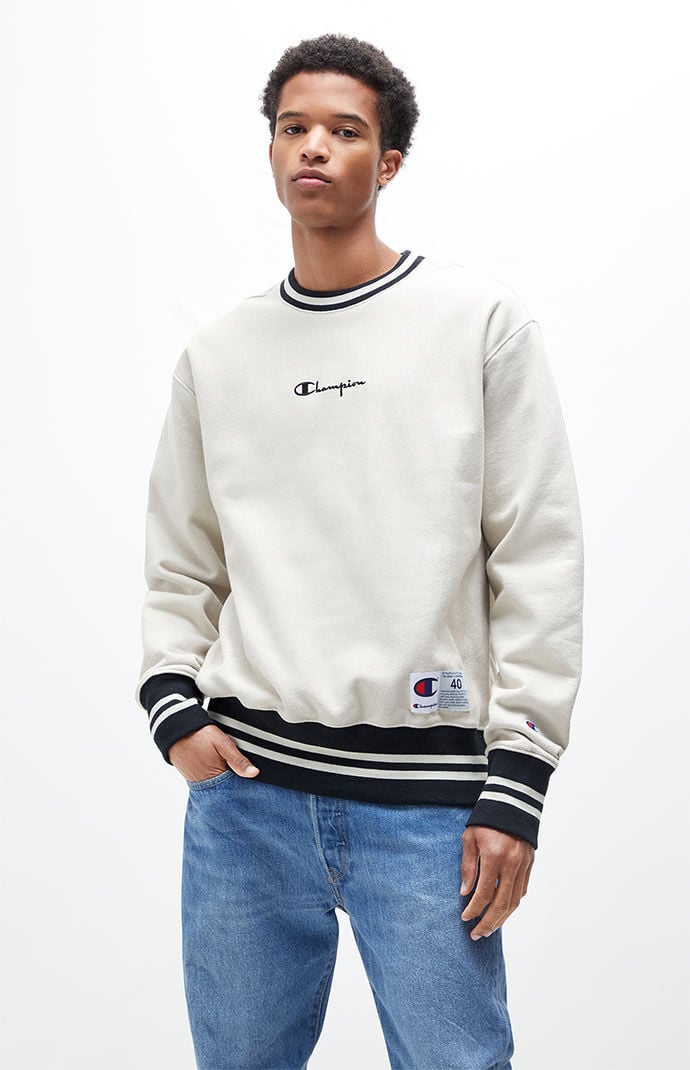 Ribbed Embroidered Crew Neck Sweatshirt