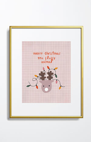 Merry Christmas Metal Framed Art Print Gold 8" x 10" image number 1