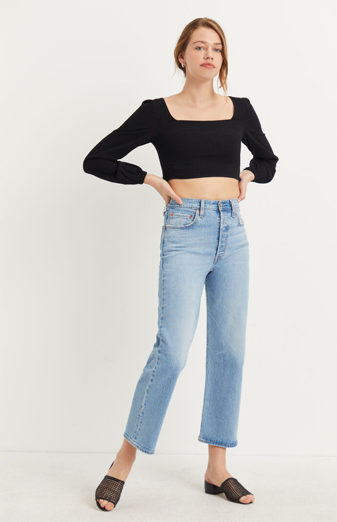 Long Sleeve Square Neck Top