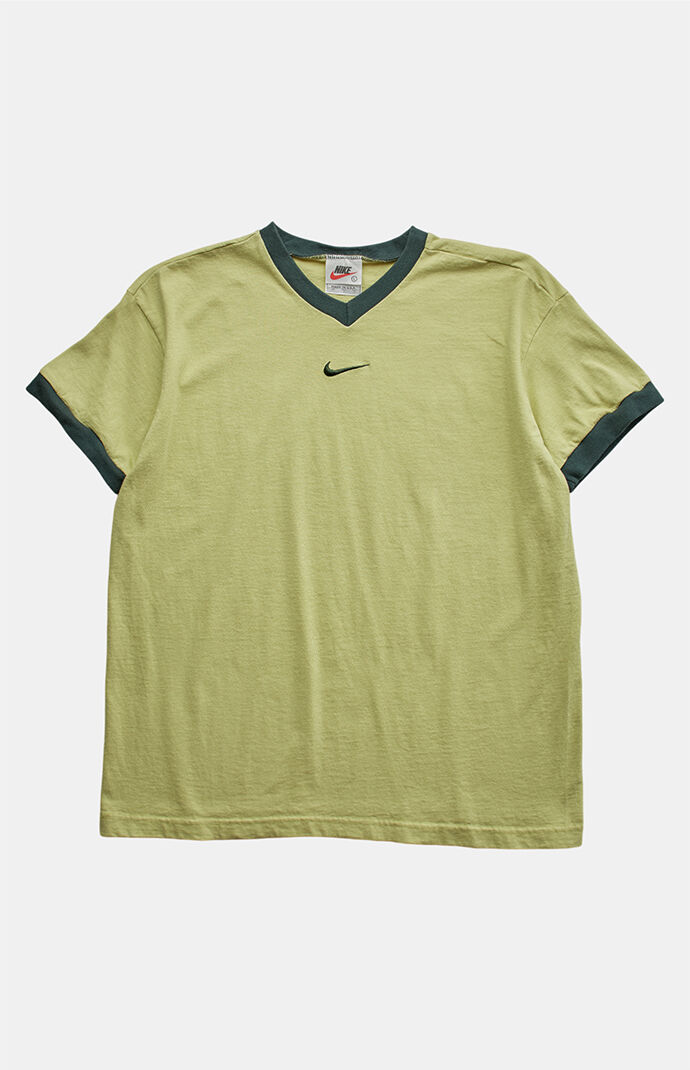 PS VINTAGE Green 2000s Nike V-Neck Graphic T-Shirt
