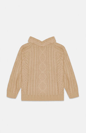 Essentials Gold Heather Cable Knit Hoodie image number 1