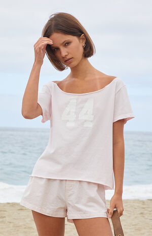 Pink Bonnie 44 Off-The-Shoulder T-Shirt image number 1