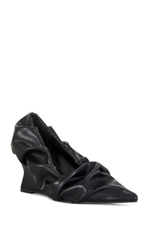 Women's Aicha Black Faux Leather Wedge Pumps image number 2