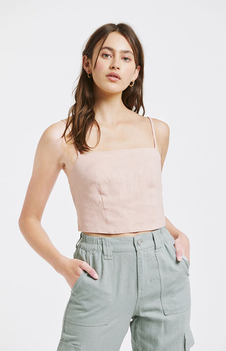 Double Tie Back Linen Tank Top