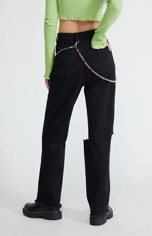 Beaded Chain High Waisted Jeans image number 3