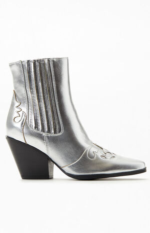 Women's Silver Crystal Boots image number 2