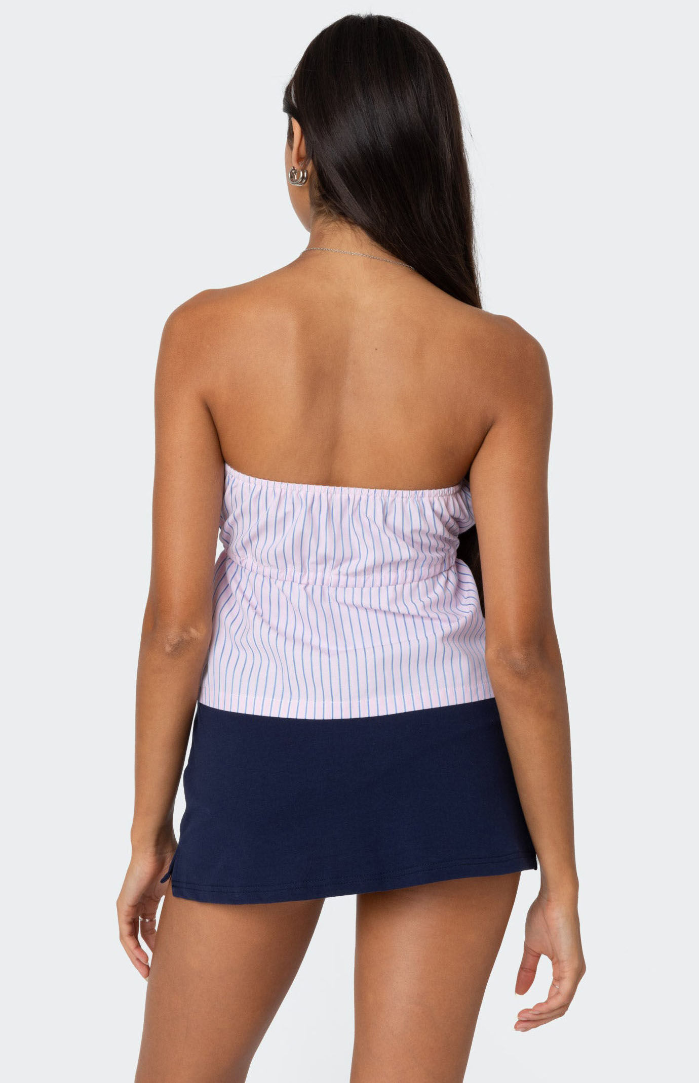 Edikted Augusta Pinstripe Strapless Top