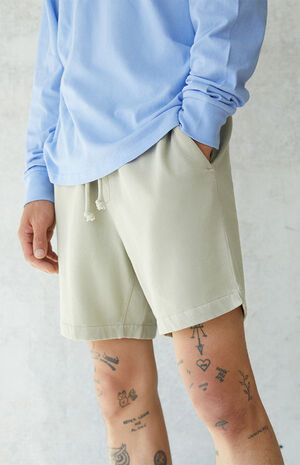 Beige Pigment Wash Volley Sweat Shorts Beige Pigment Wash Volley Sweat Shorts image number null