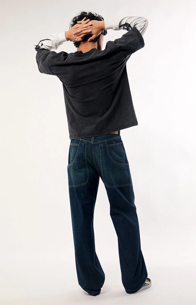 Pacsun Dylan Baggy Jeans Layered Pocket Dark Wash