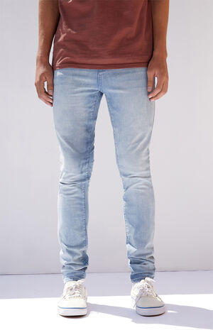 Men's Light Wash Stacked Skinny Jeans