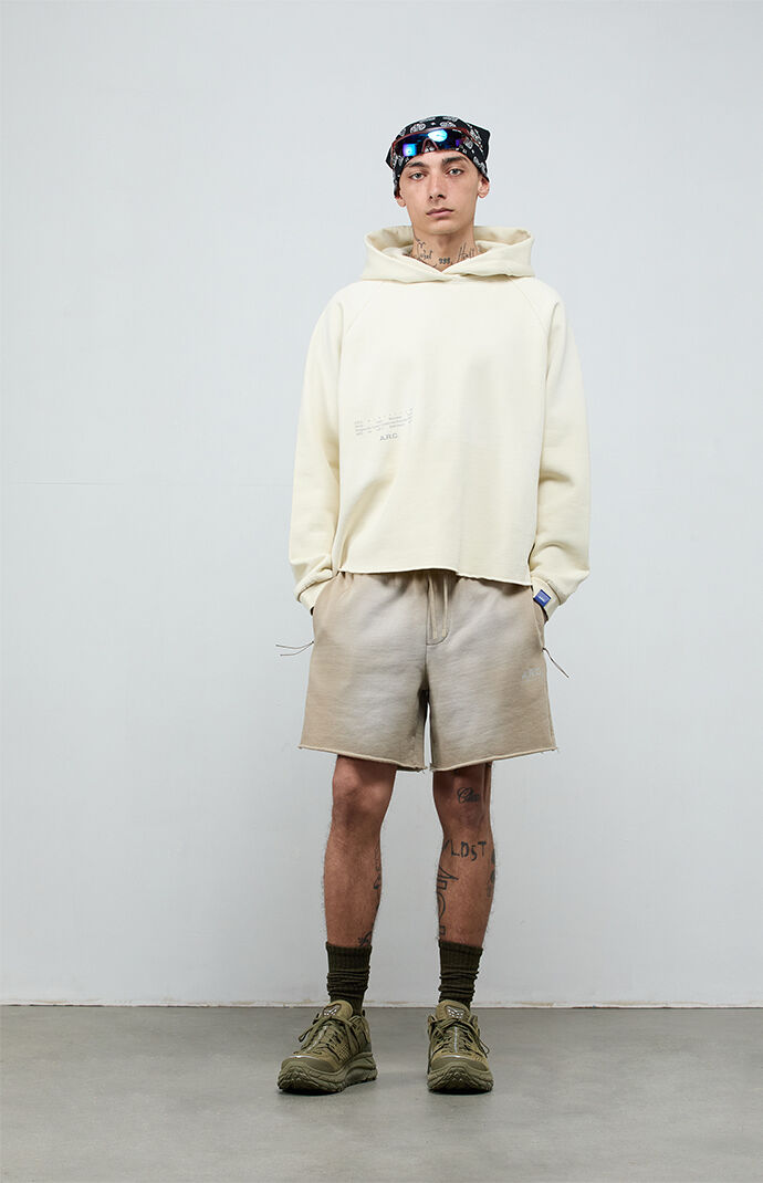 【BEIGE】Sweat Short Sleeve Cut-Off A.R.C. Active Khaki Cutoff Fleece Sweat Shorts | Pacsun