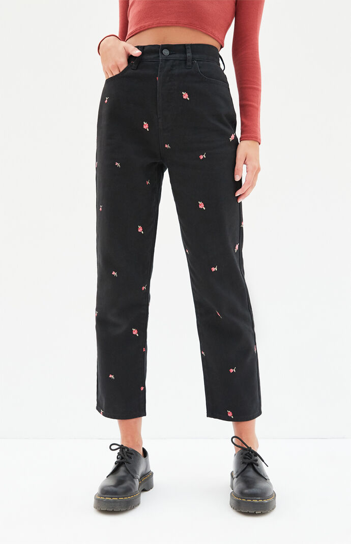 pacsun black rose mom jeans